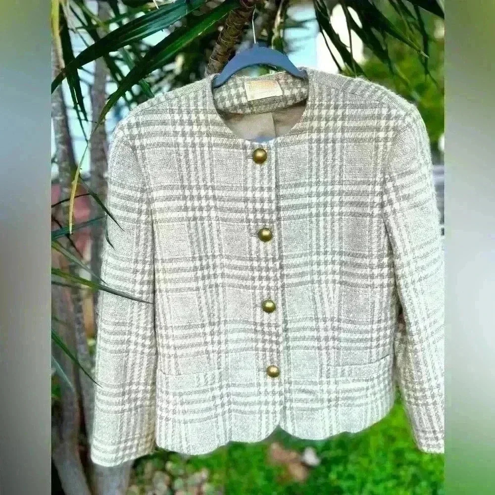 Pendleton Virgin Wool Plaid Houndstooth Blazer Ja… - image 1